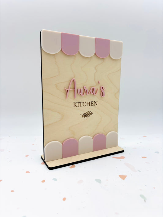 Play Kitchen menu on stand