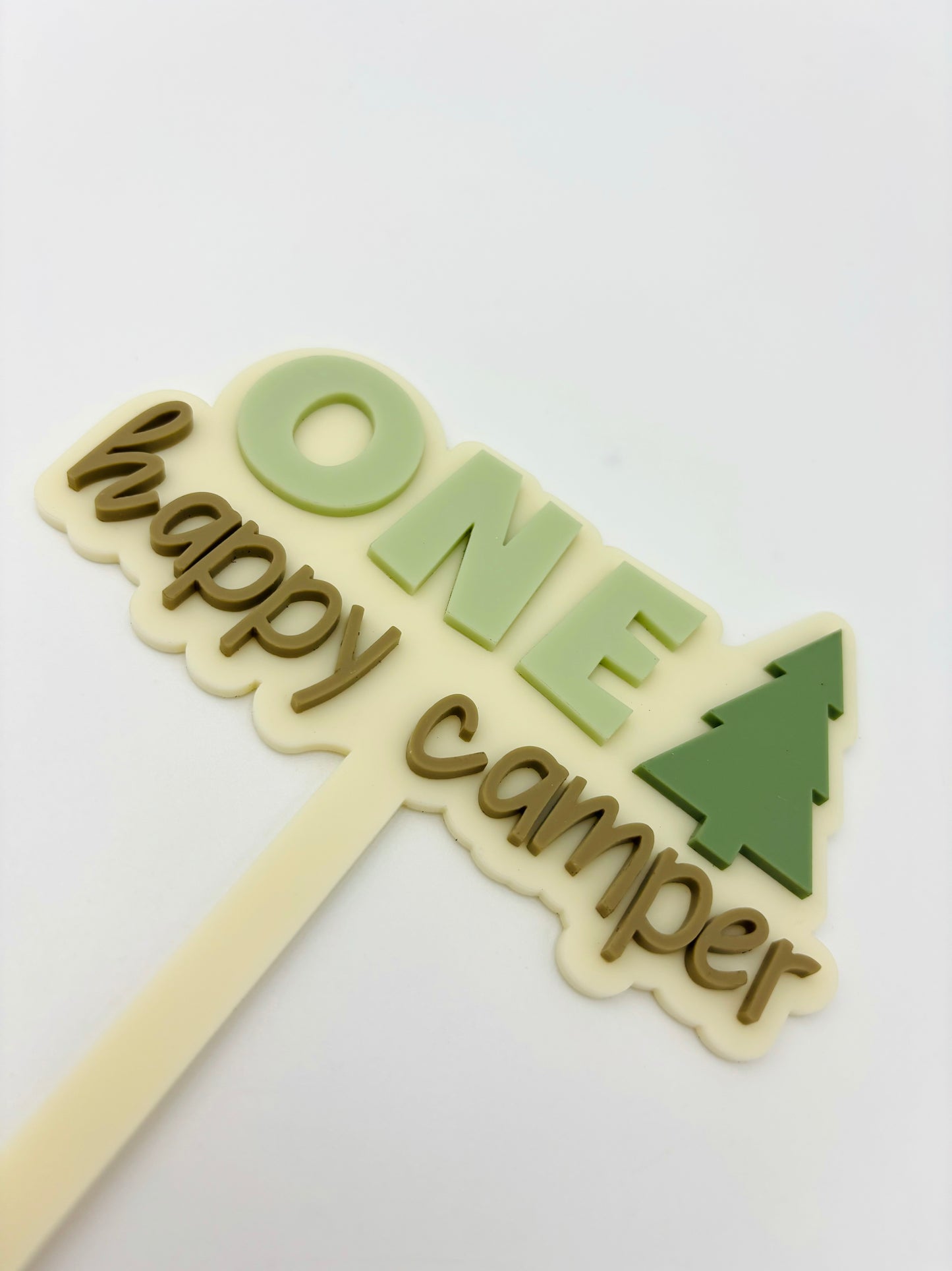 One Happy Camper acrylic cake topper