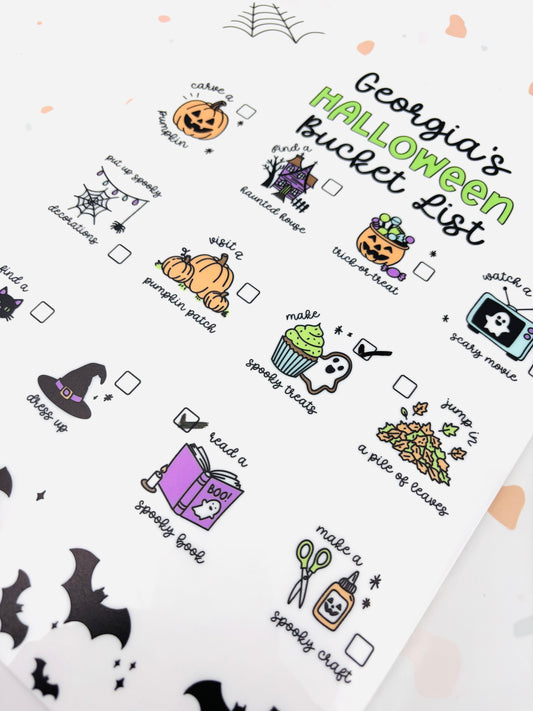 Dry Erase Halloween Bucket List