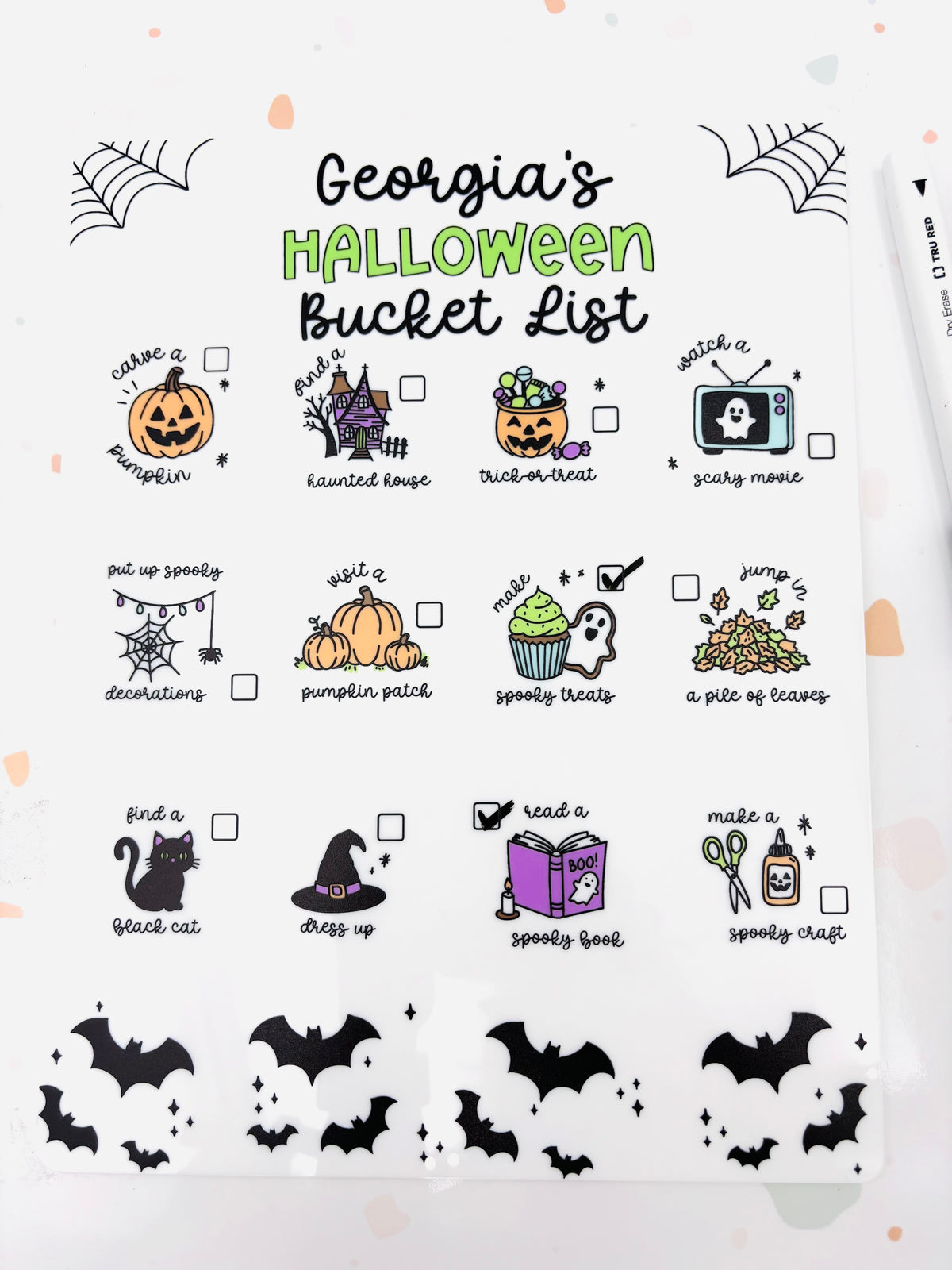 Dry Erase Halloween Bucket List