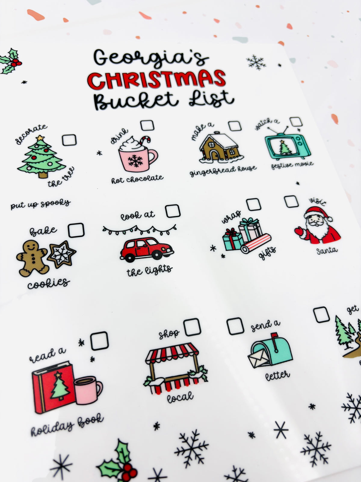 Dry Erase Christmas Bucket List