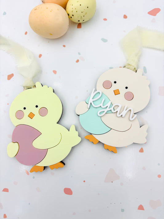 Chick Easter basket tag