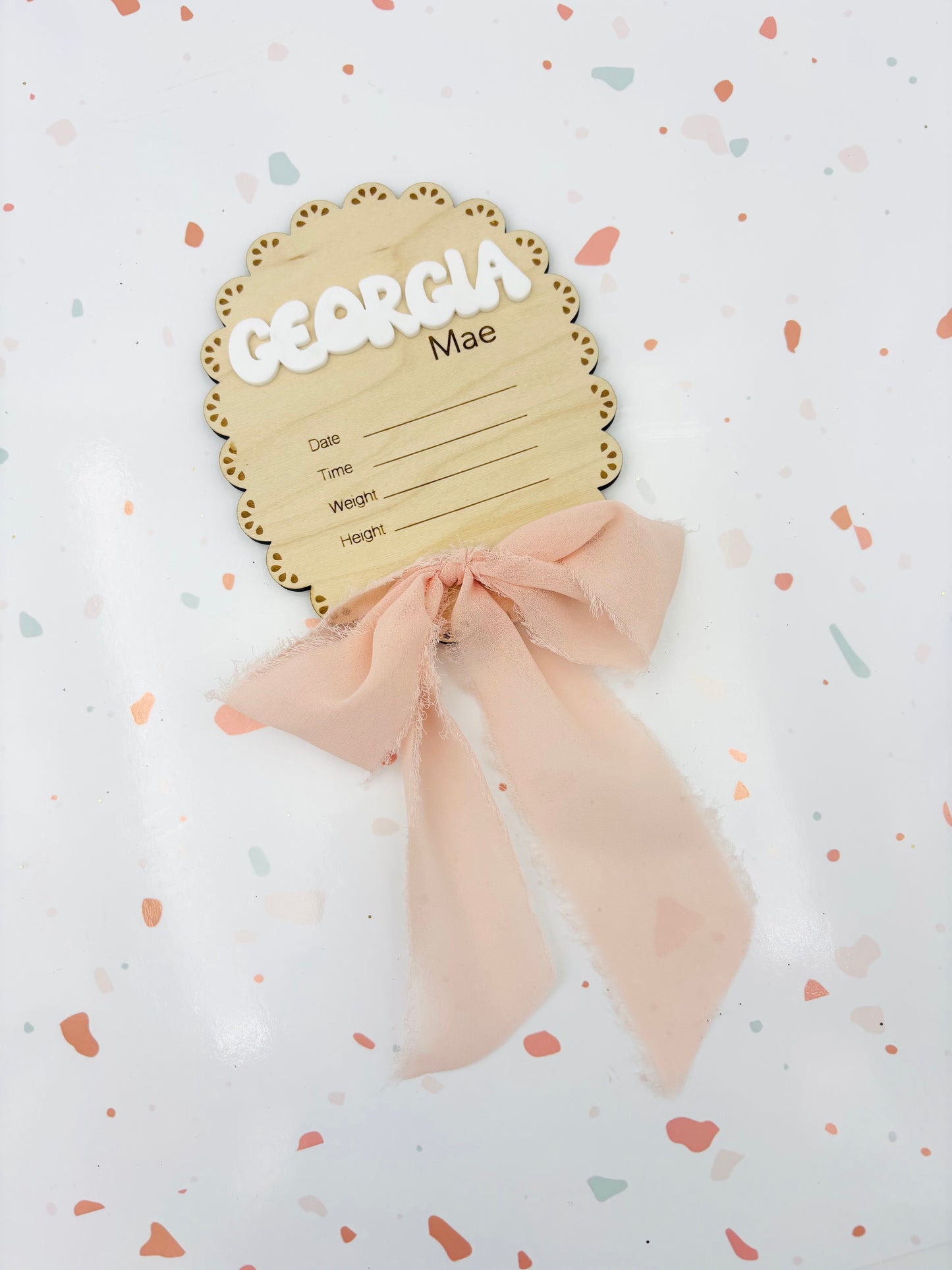 Chiffon Bow Birth Announcement