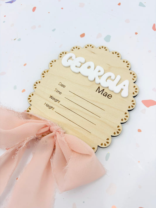 Chiffon Bow Birth Announcement