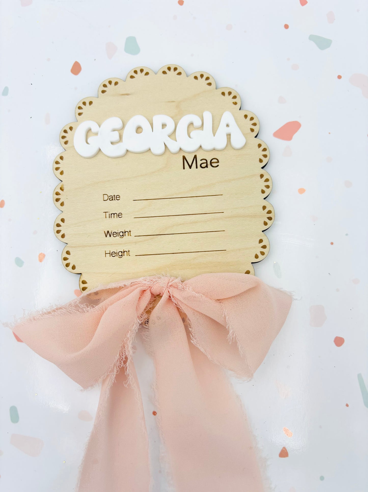 Chiffon Bow Birth Announcement