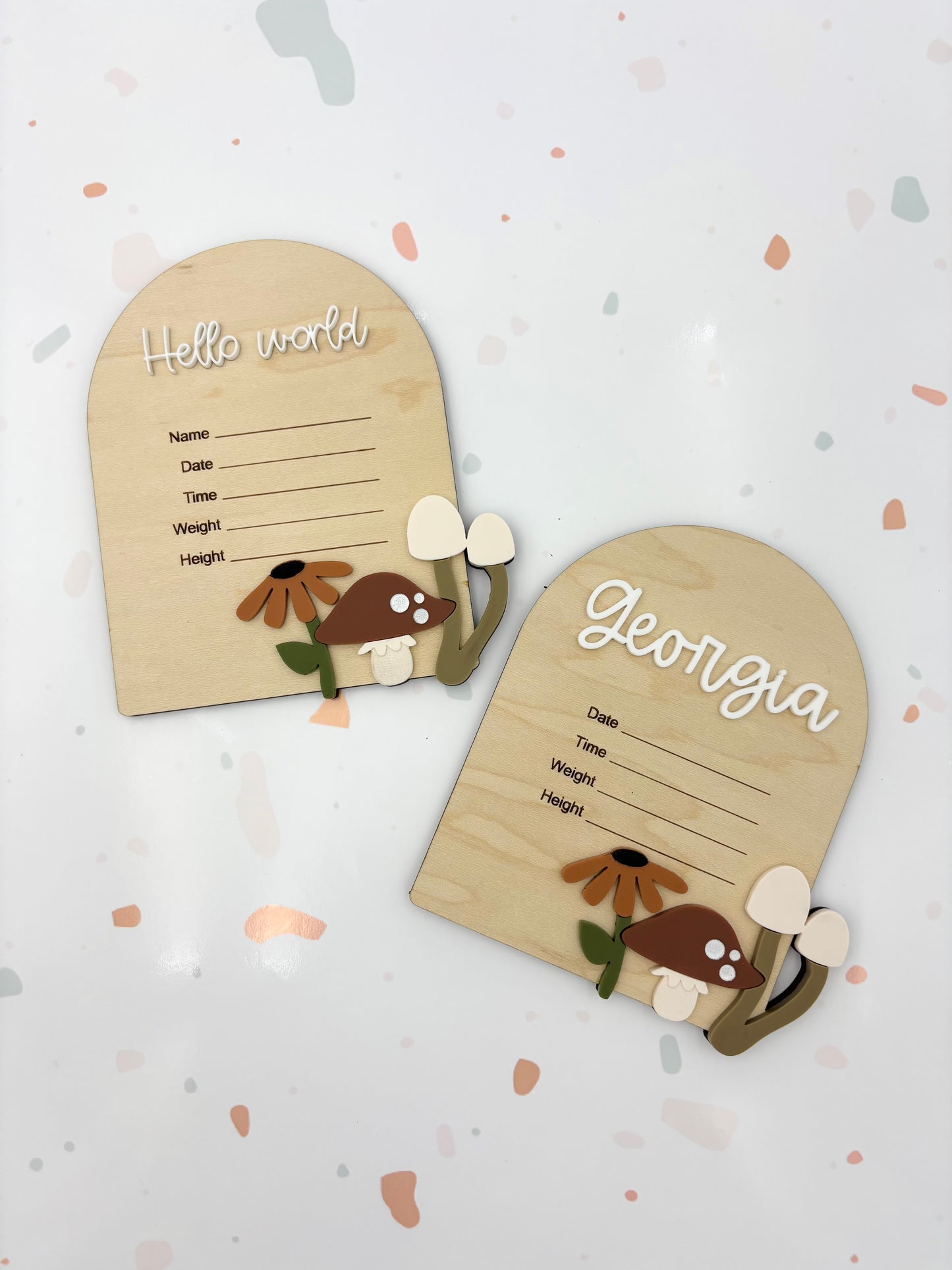 Woodland Mushroom Birth Announcement