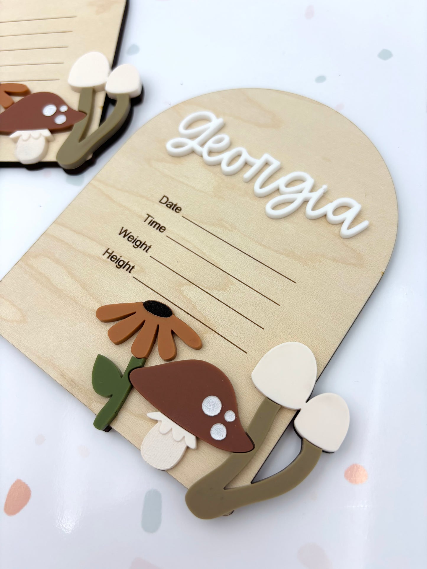 Woodland Mushroom Birth Announcement