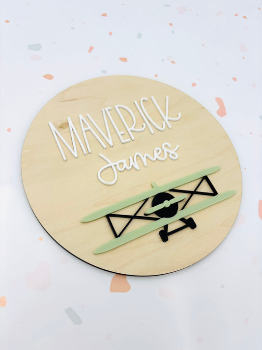 Vintage Airplane Nursery name sign