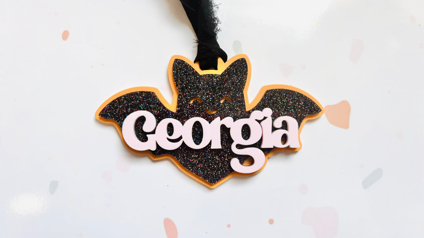 Bat Halloween bag tag