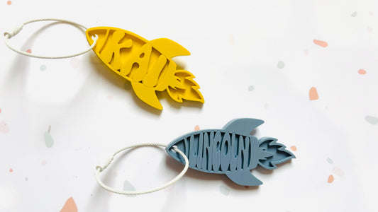 Rocket Ship Bag Tag
