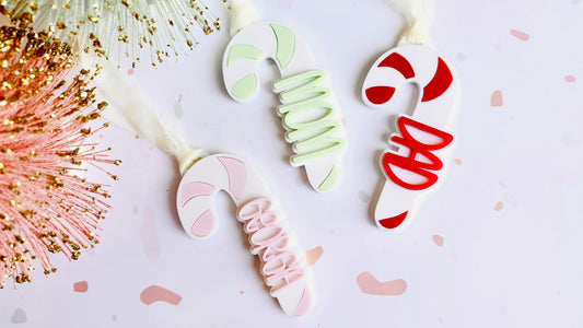 Candy Cane Acrylic Christmas Ornament or Stocking tag