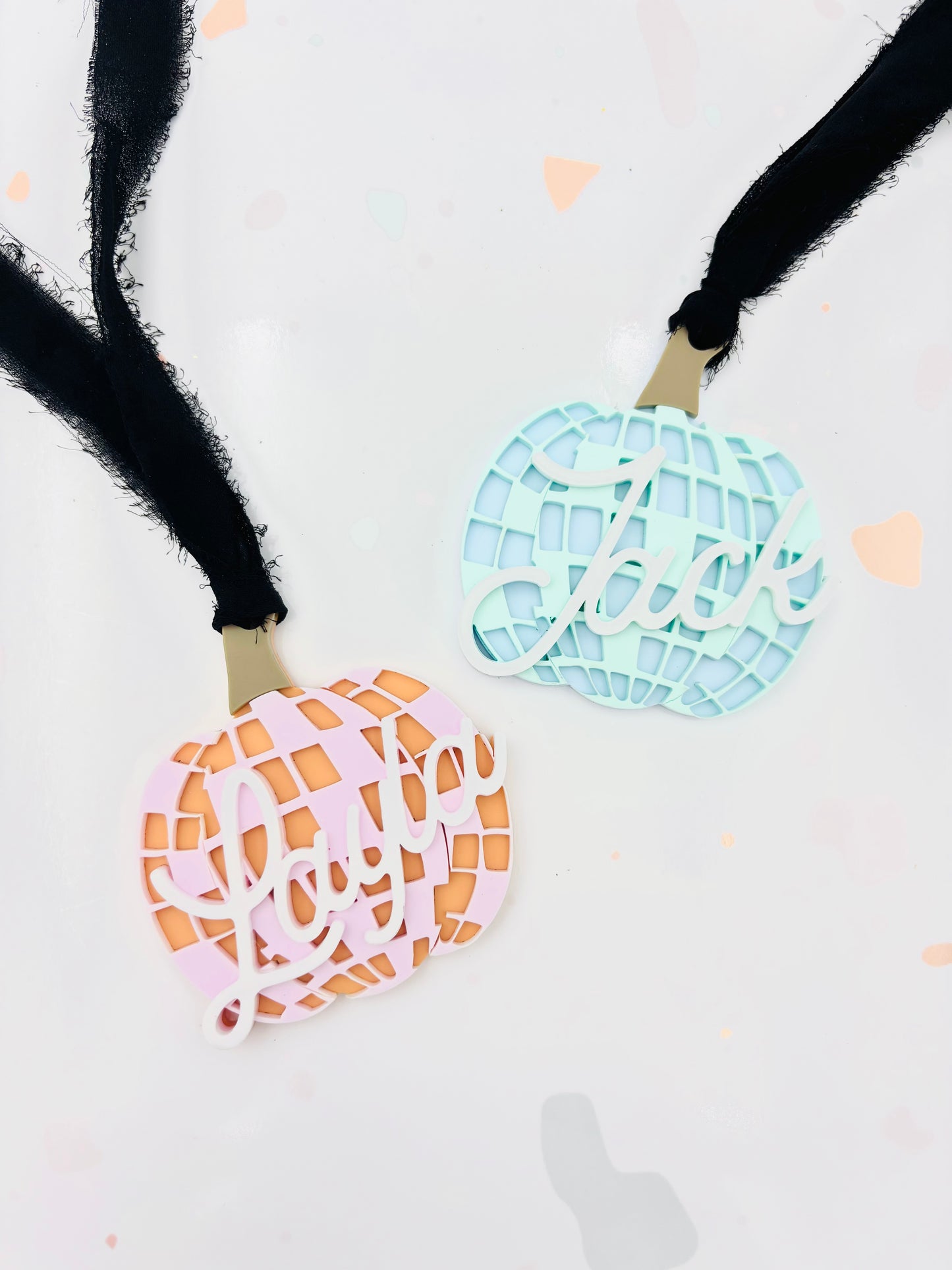 Halloween disco pumpkin bag tags