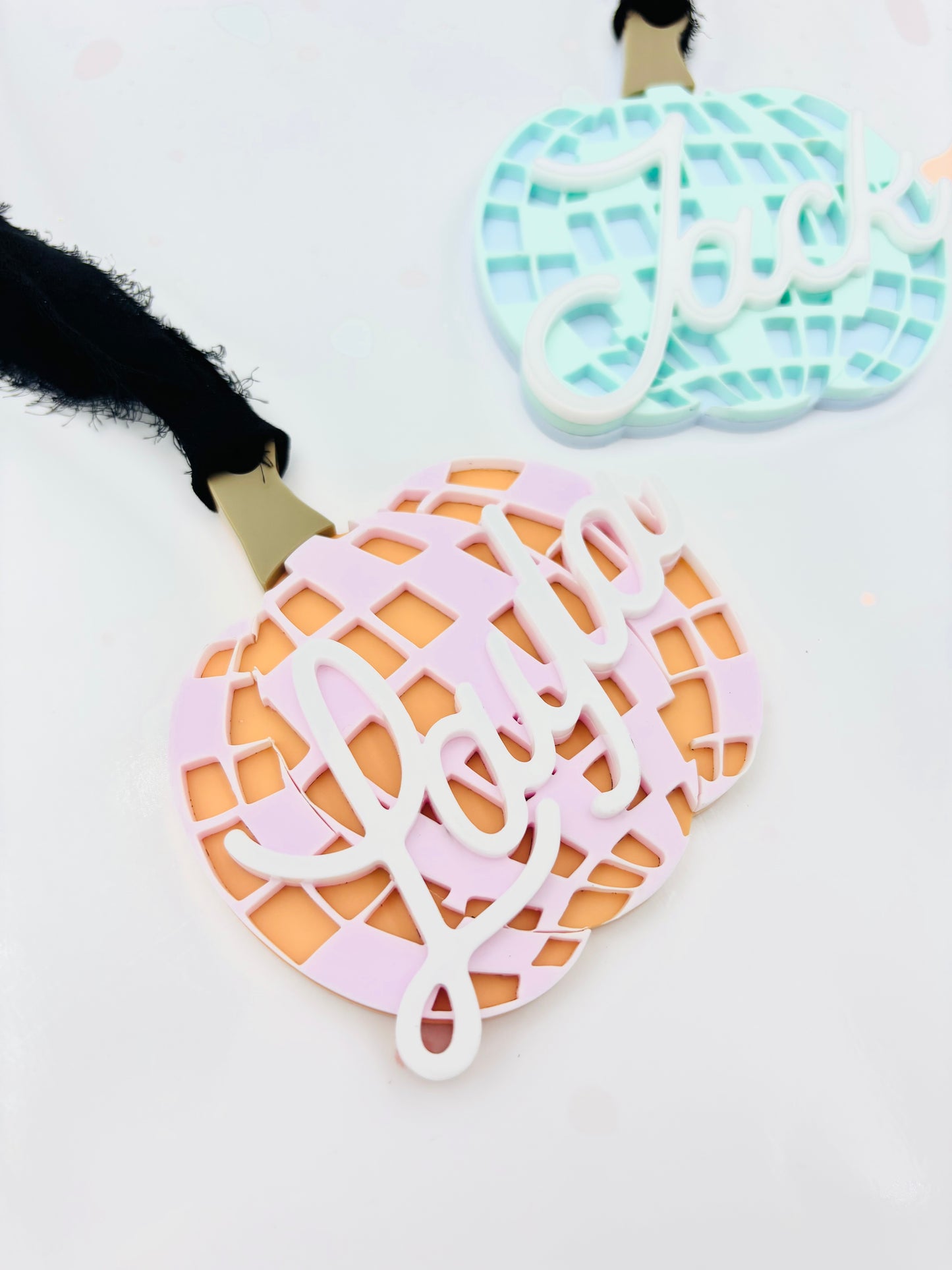 Halloween disco pumpkin bag tags