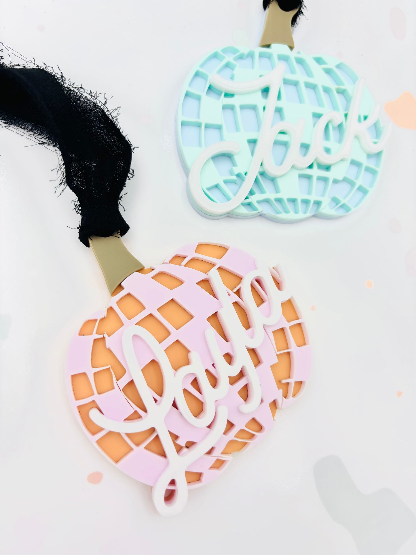 Halloween disco pumpkin bag tags