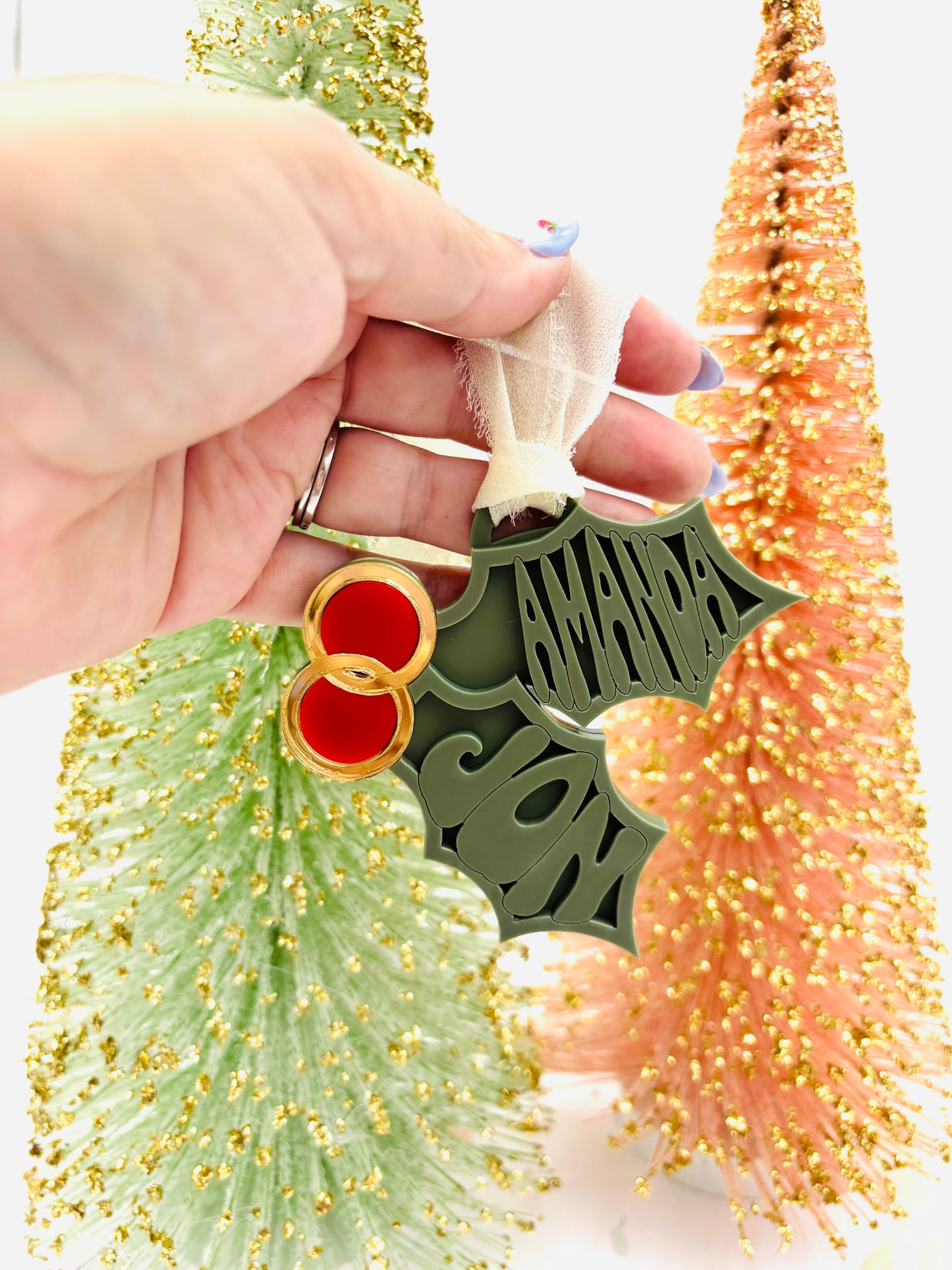 Holly Wedding Christmas Ornament