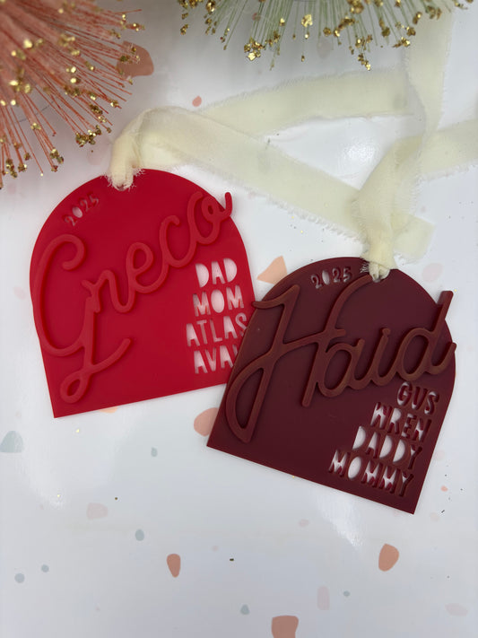 Last Name Arch Family Christmas Ornament