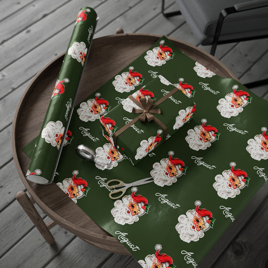 Vintage Santa customized wrapping paper - Green