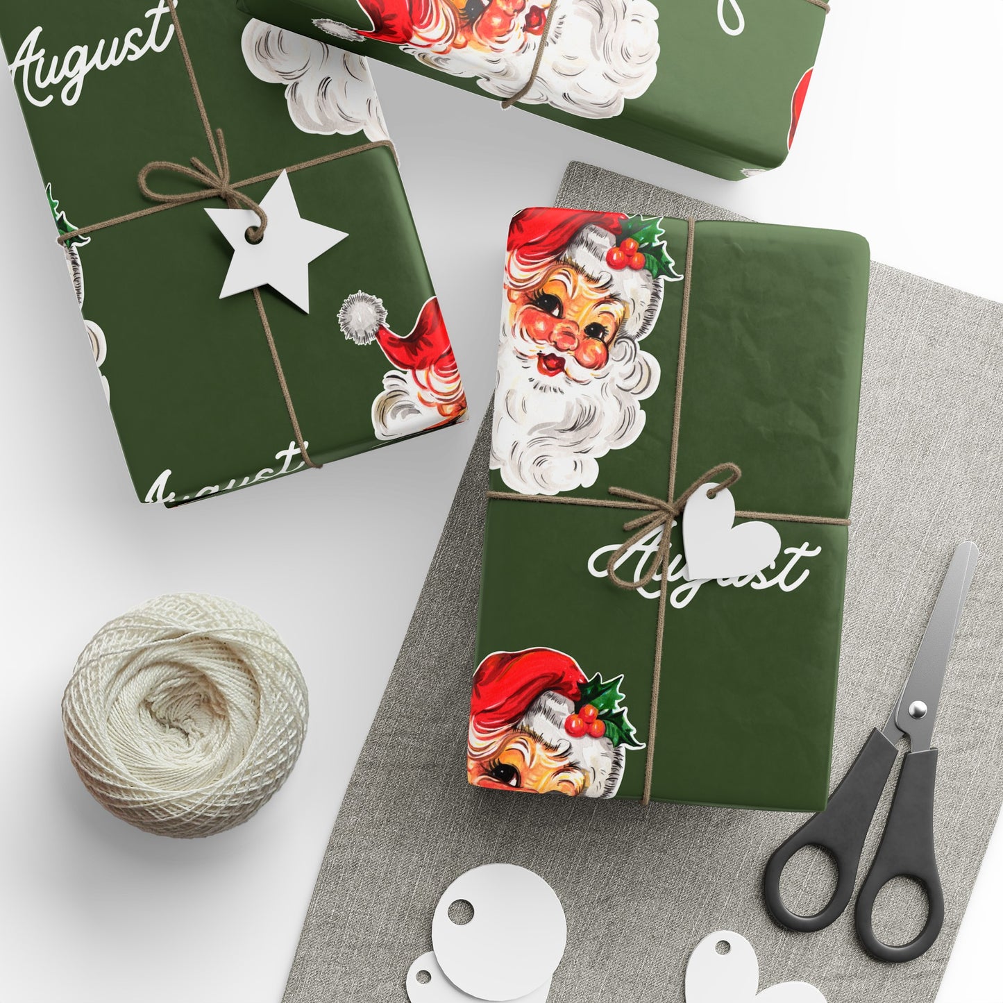 Vintage Santa customized wrapping paper - Green