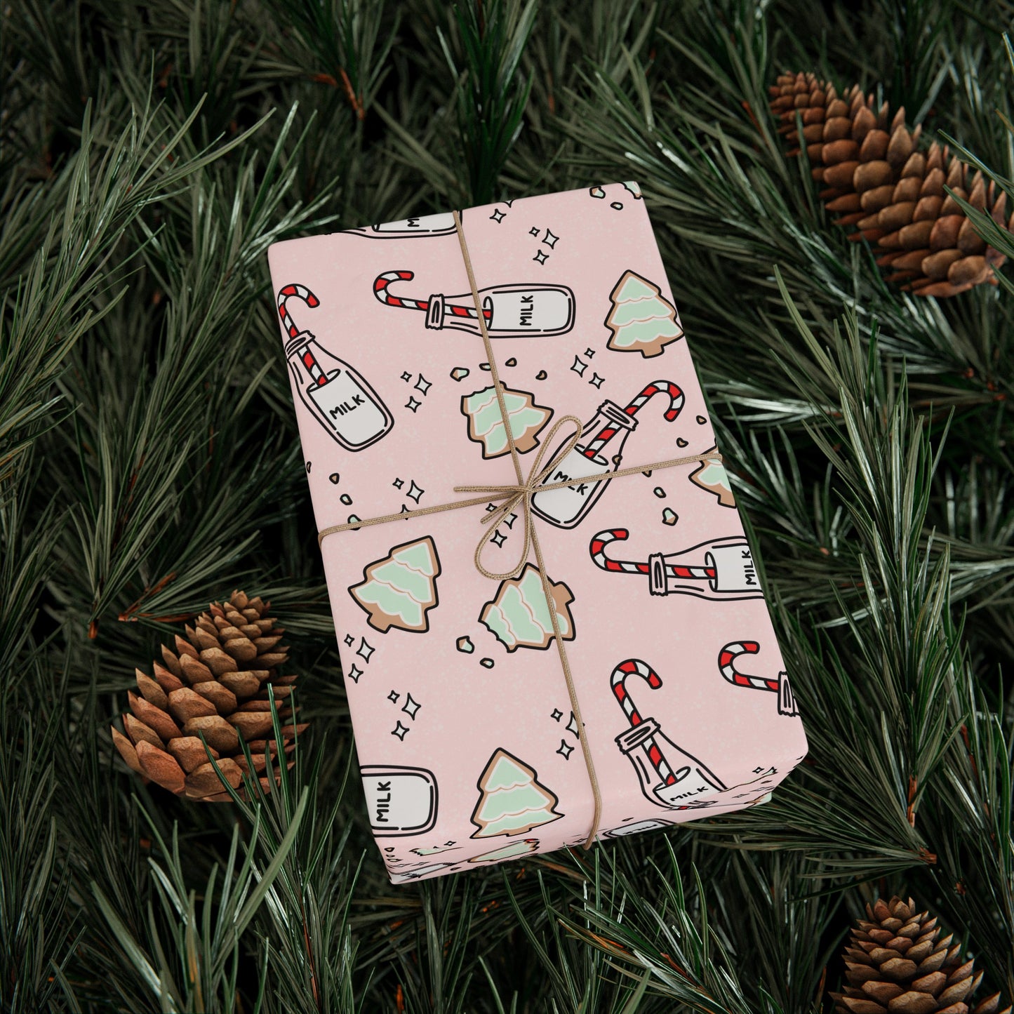 Cookies & Milk Wrapping paper - Pink