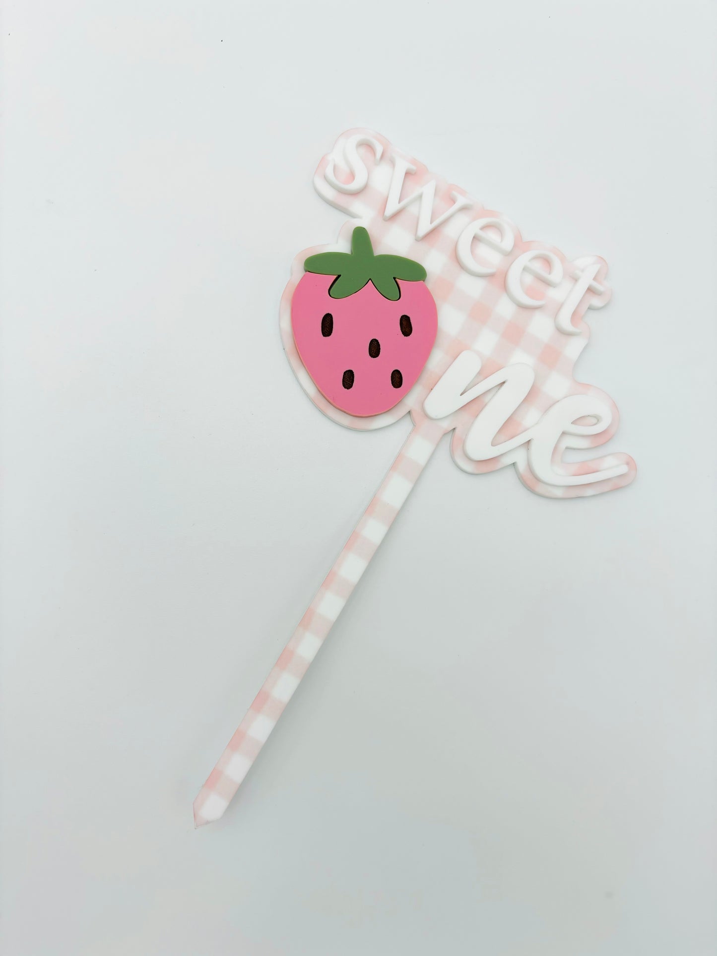 Sweet One strawberry first birthday acrylic cake topper