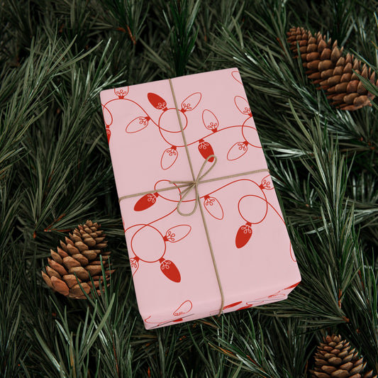 Vintage Christmas Lights Wrapping paper - Pink