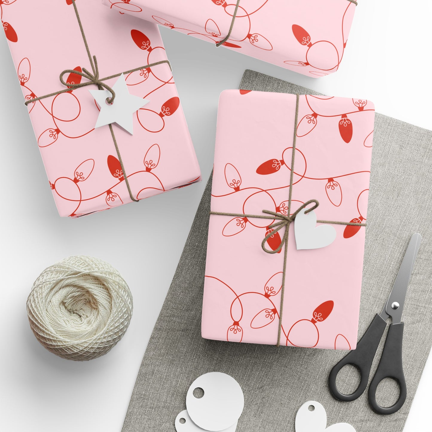 Vintage Christmas Lights Wrapping paper - Pink