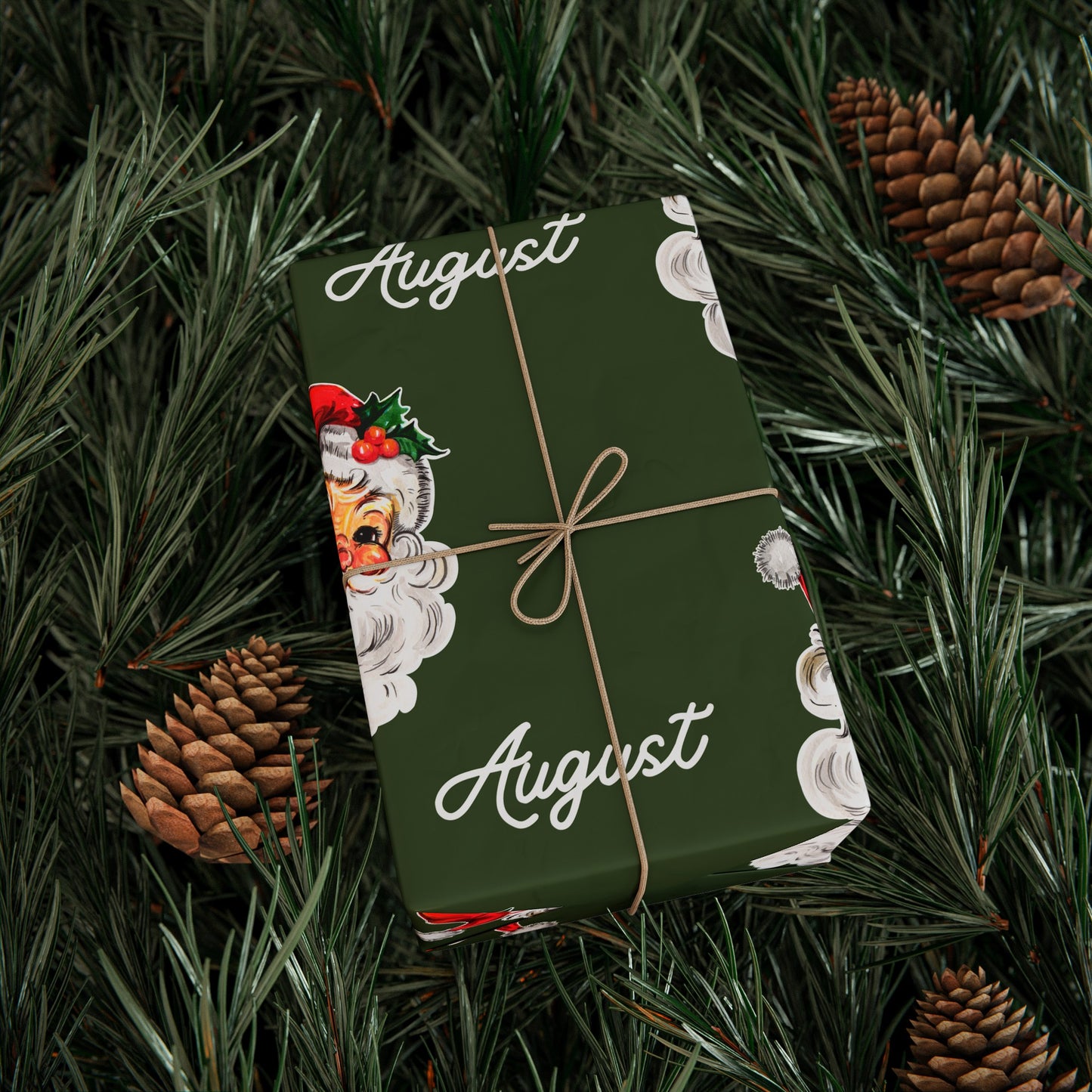 Vintage Santa customized wrapping paper - Green