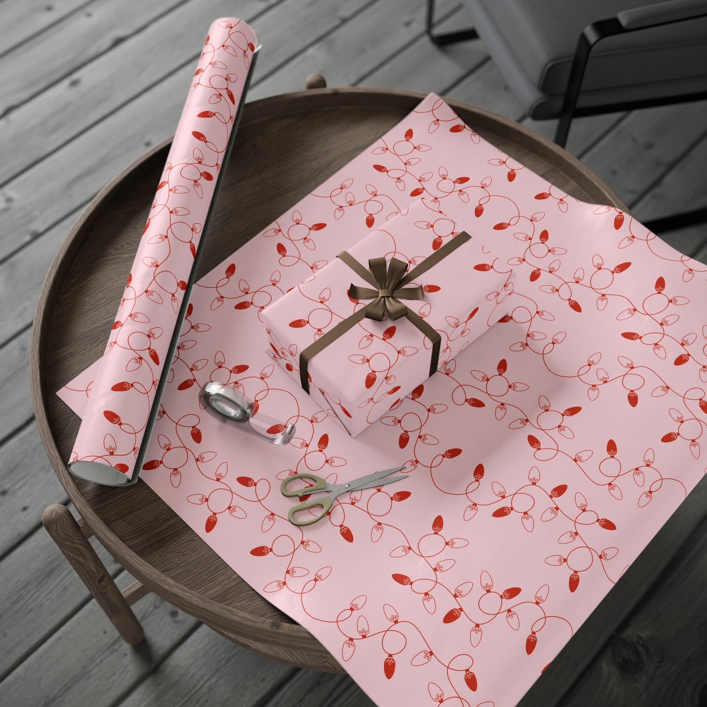 Vintage Christmas Lights Wrapping paper - Pink