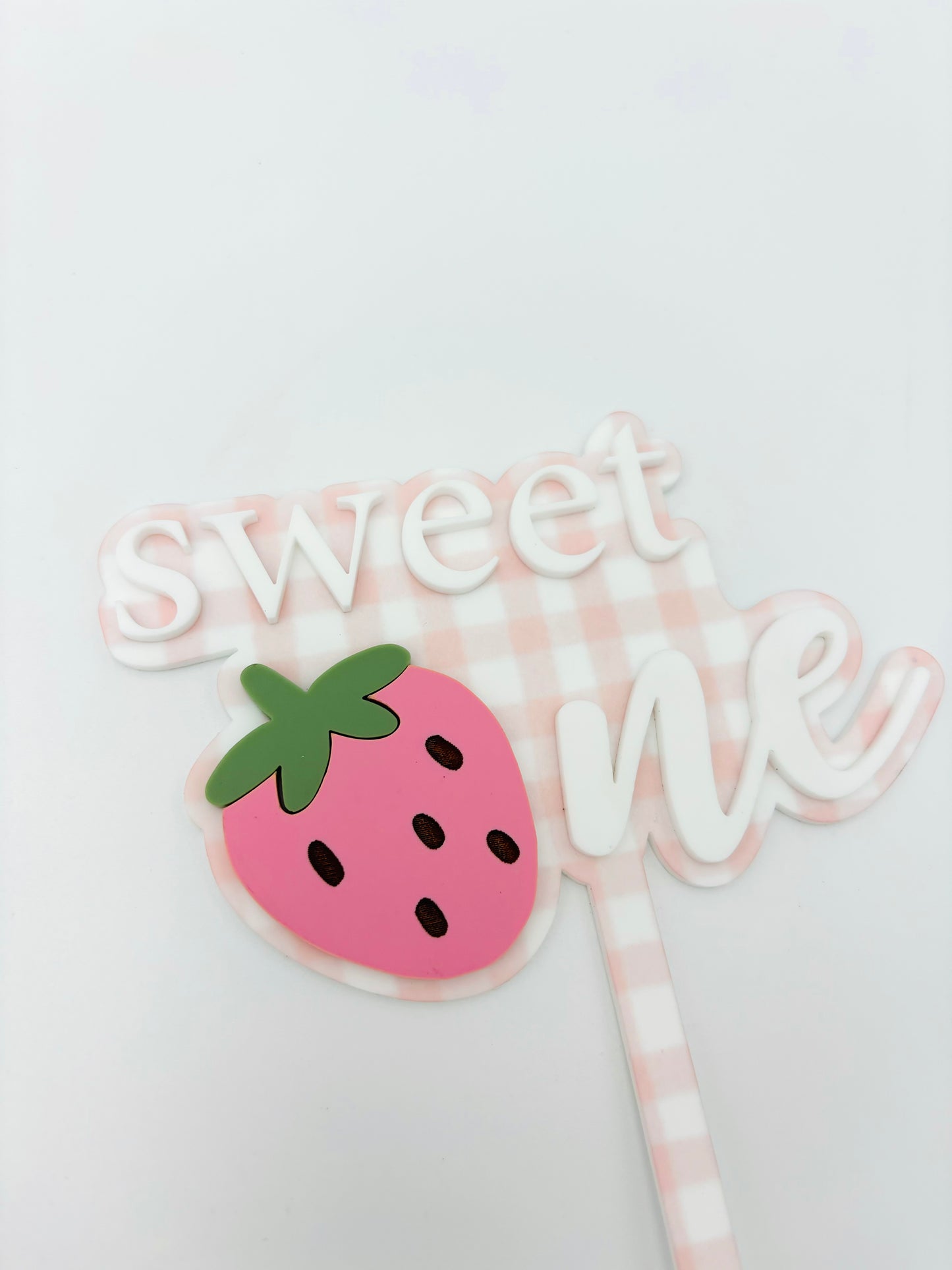 Sweet One strawberry first birthday acrylic cake topper