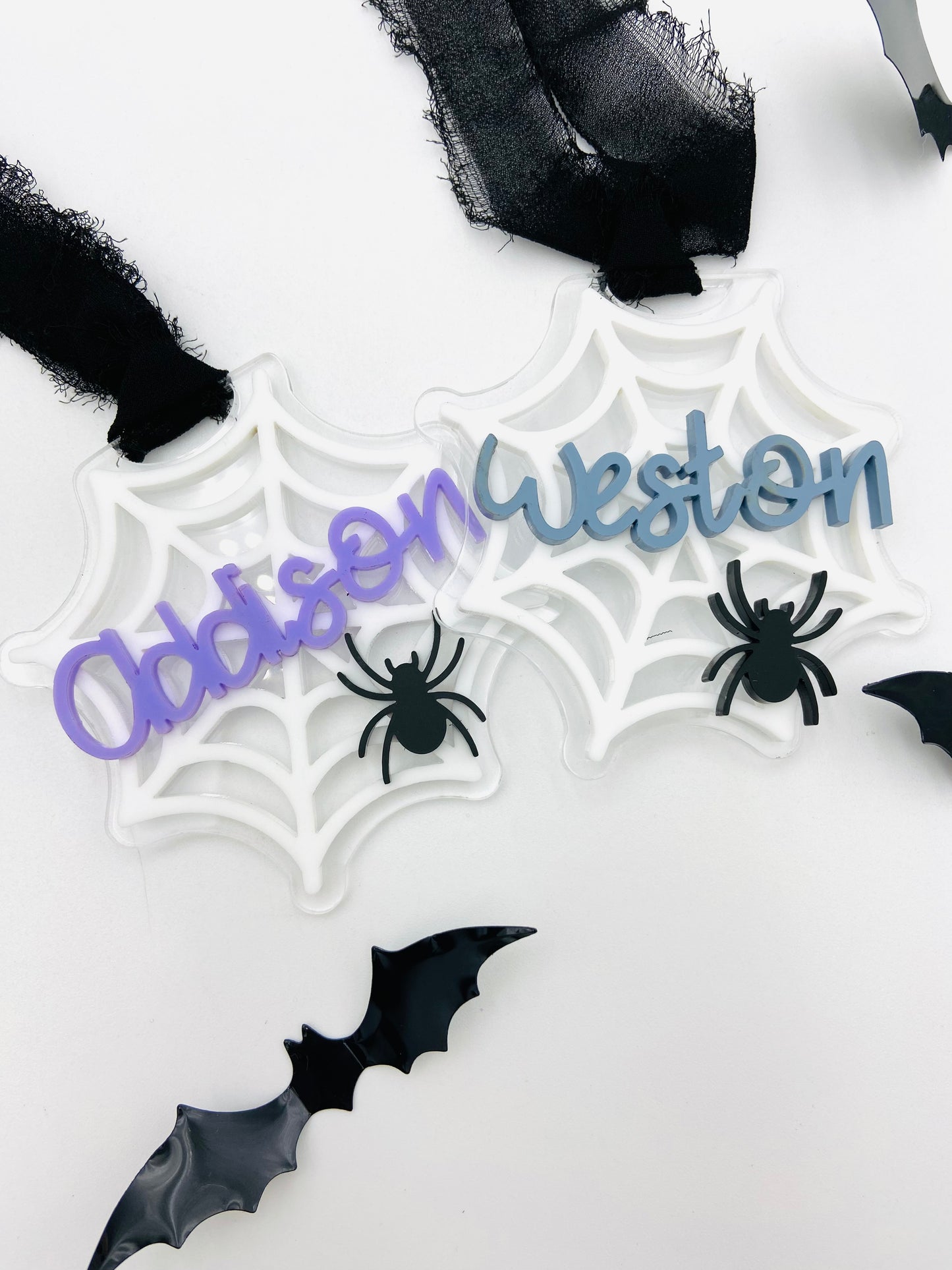 Halloween spiderweb bag tags