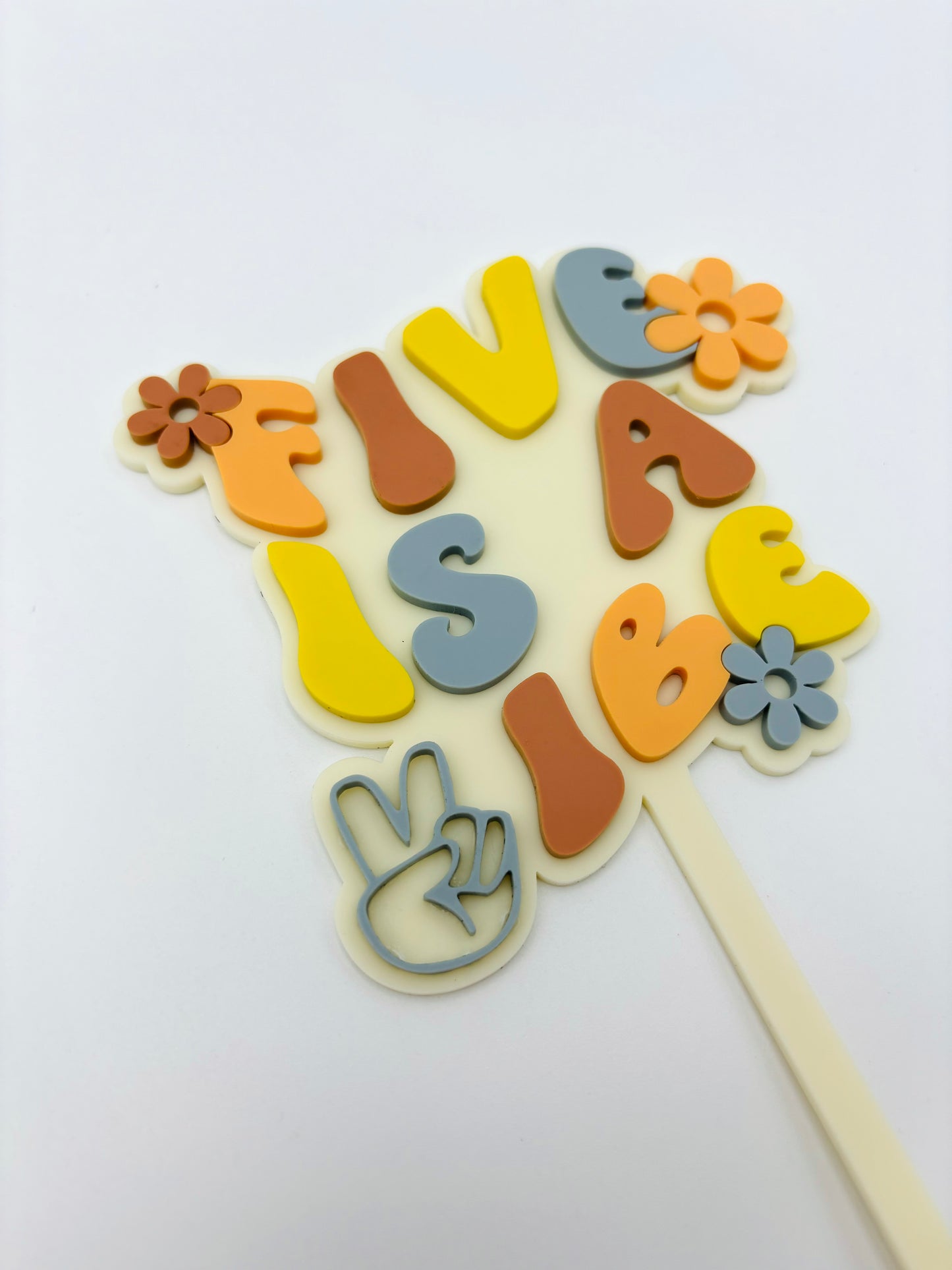 Five is a vibe acrylic cake topper