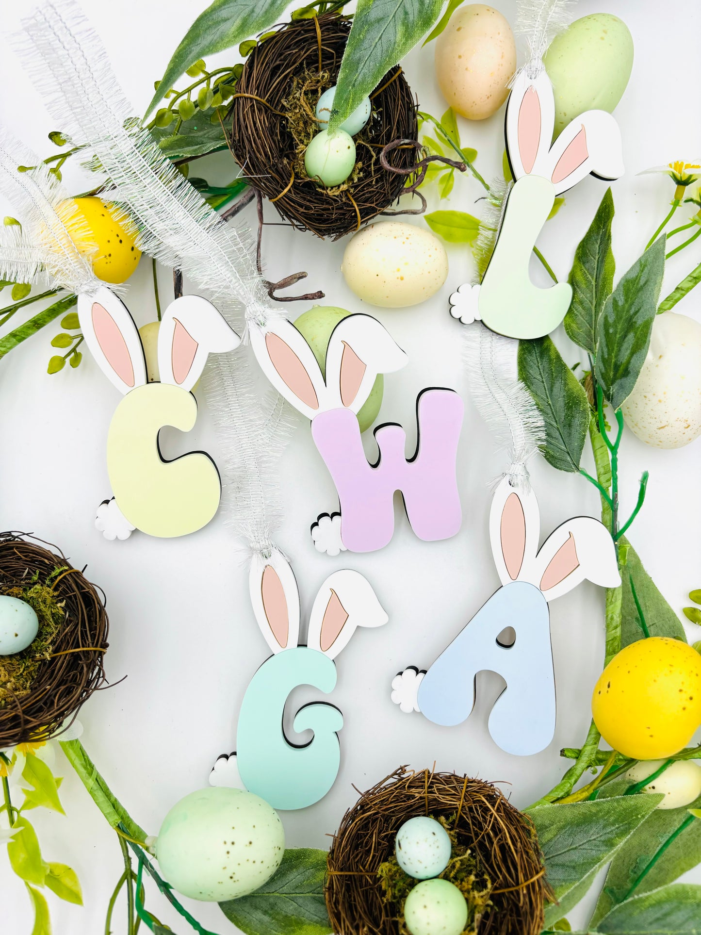 Bunny Initial Easter basket tag