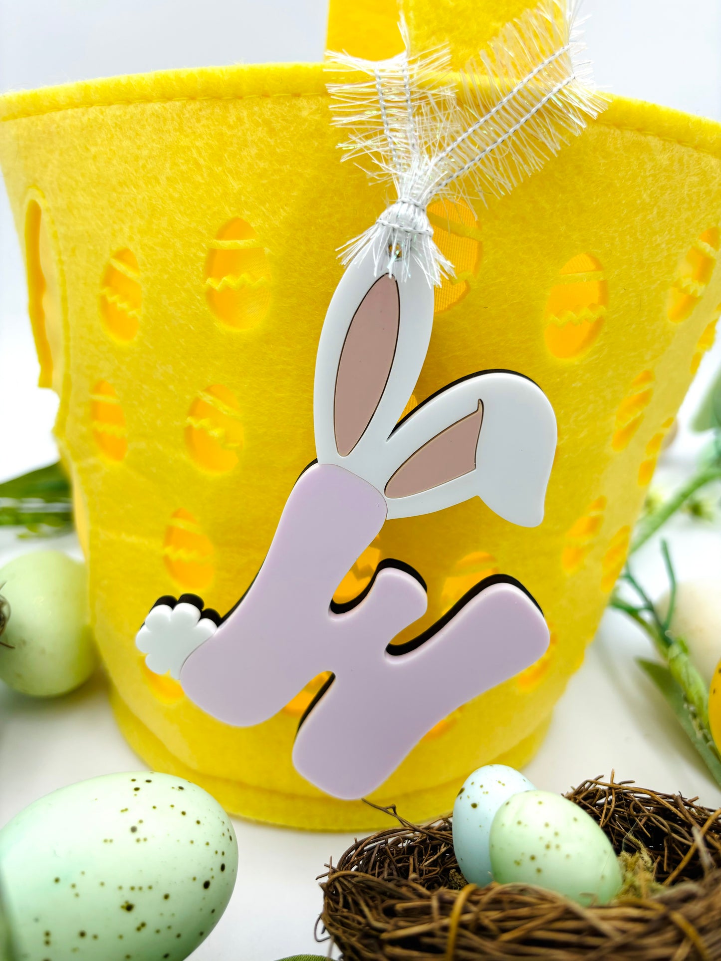 Bunny Initial Easter basket tag