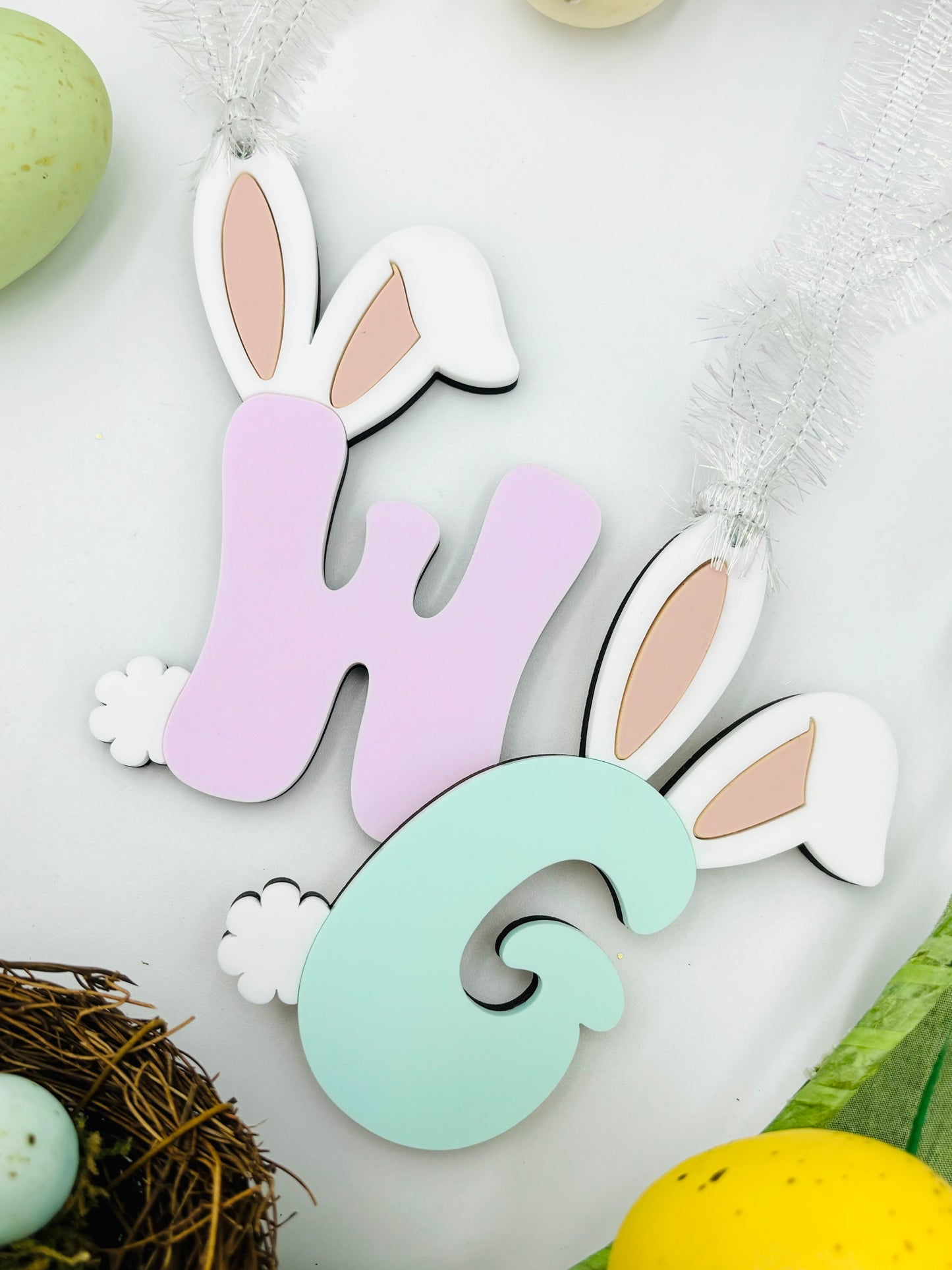 Bunny Initial Easter basket tag