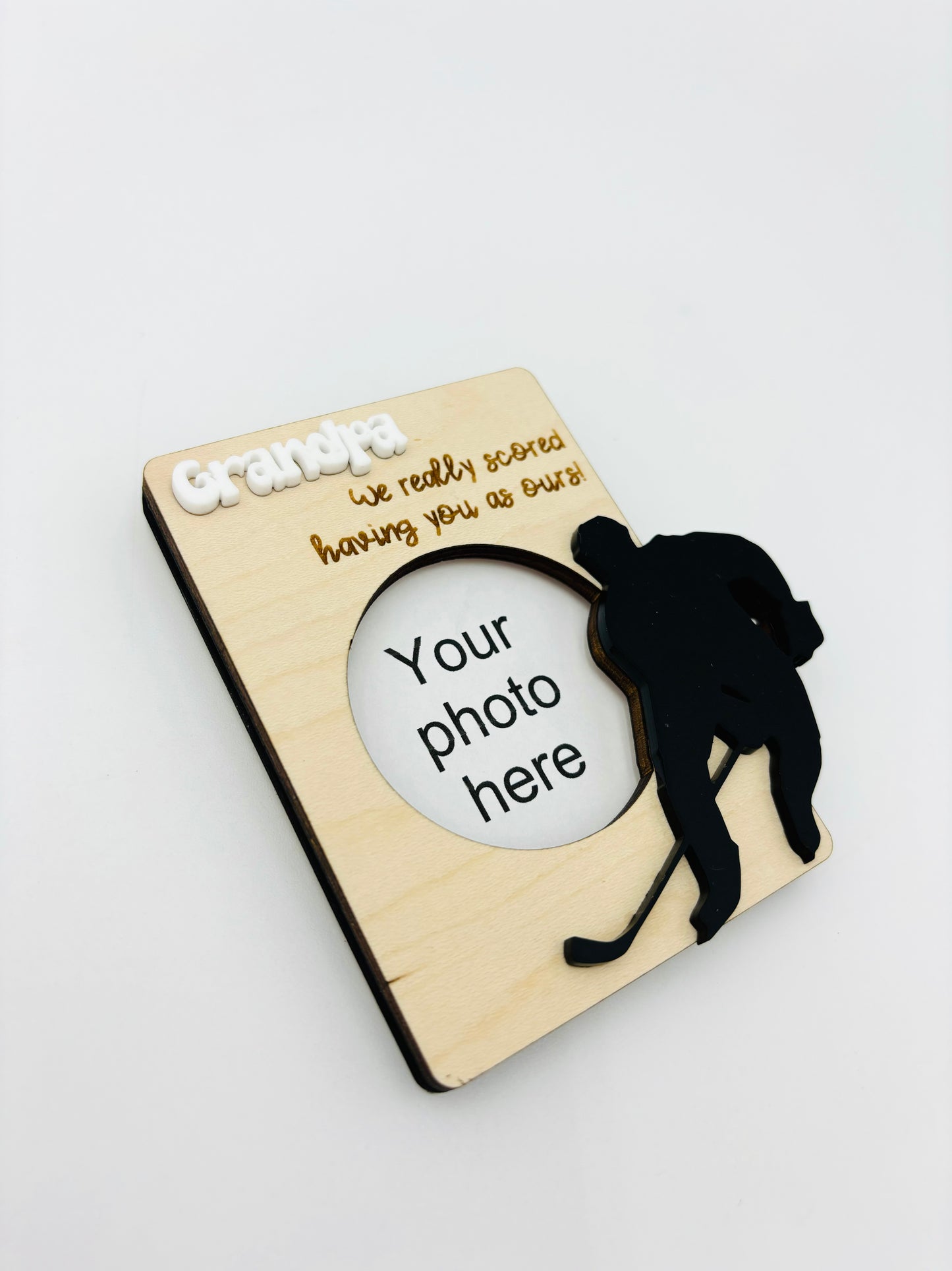 Father's day photo frame magnet - Hockey