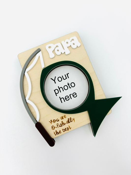 Father's day photo frame magnet - Fishing