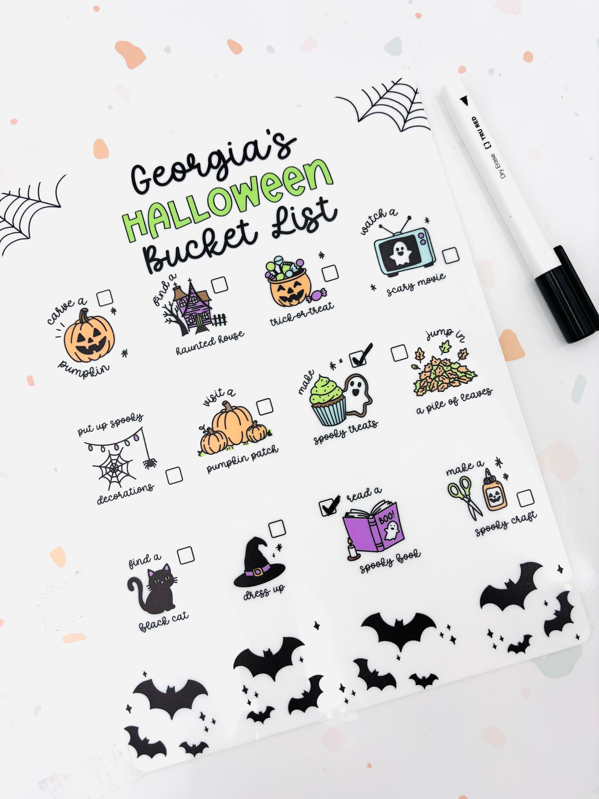 Dry Erase Halloween Bucket List