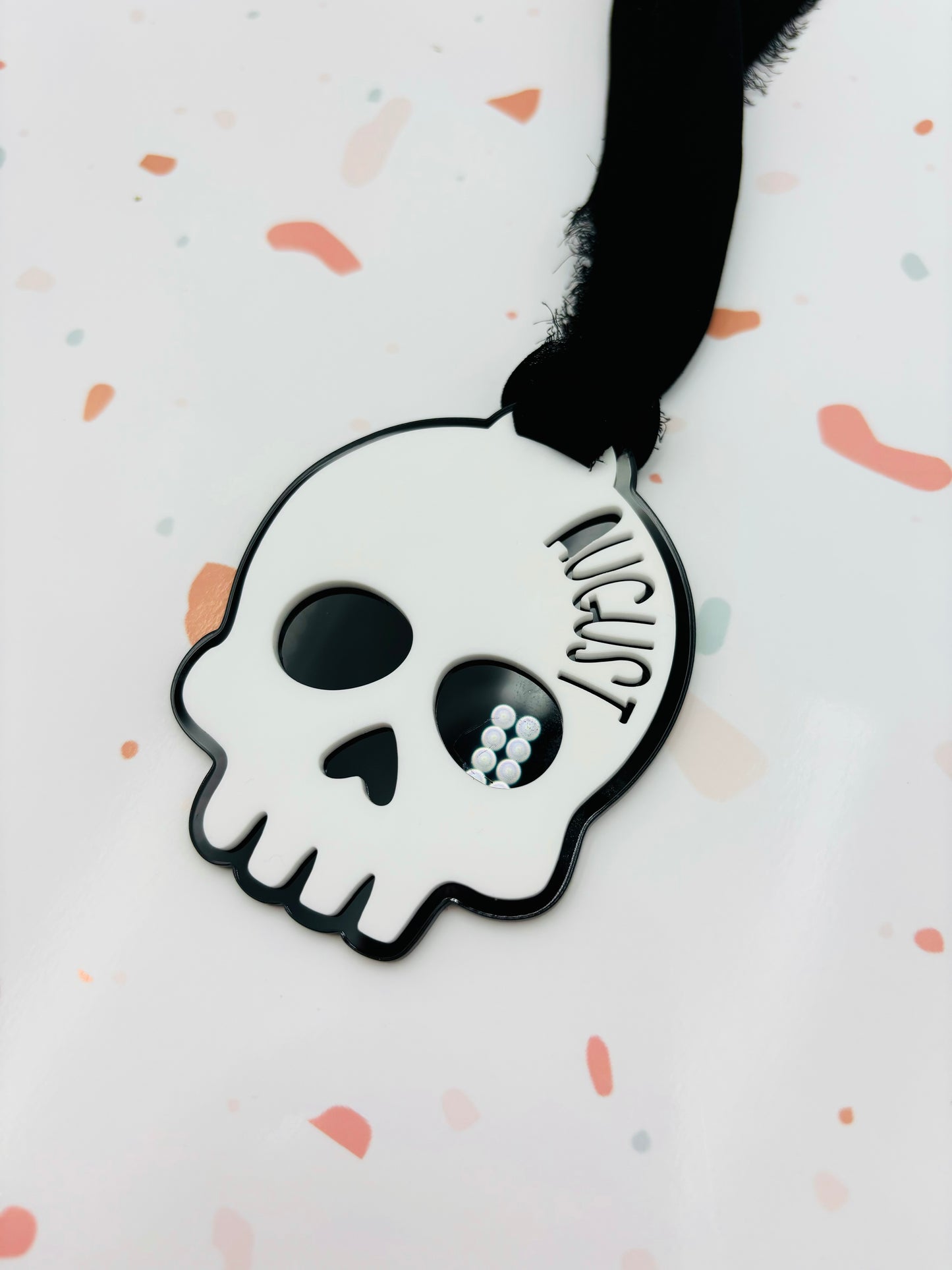 Halloween skull bag tag