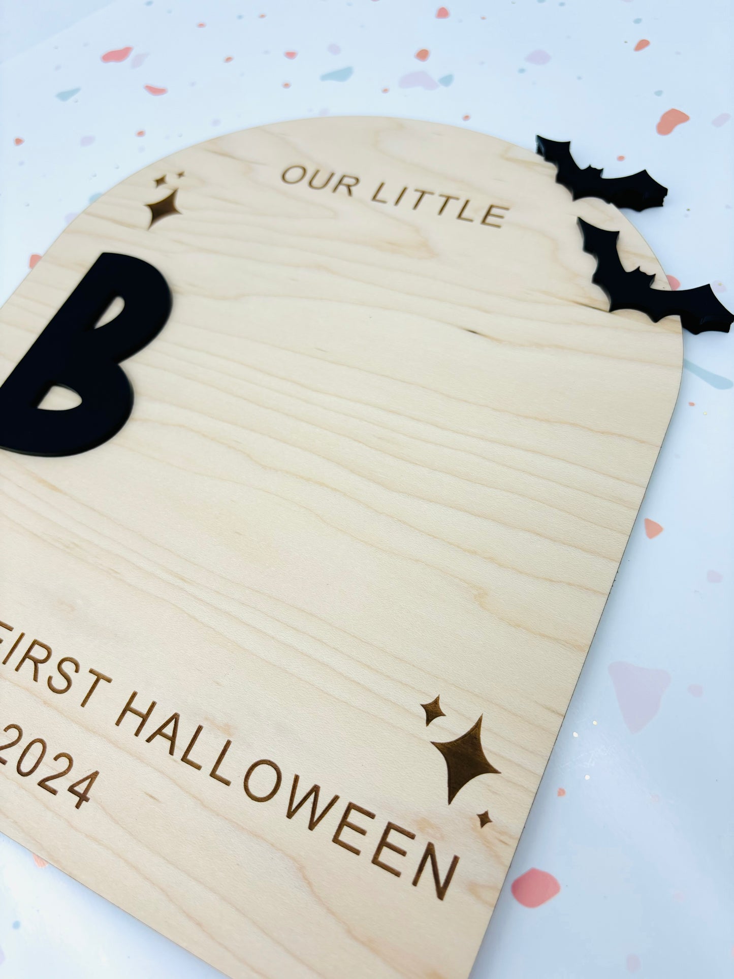 First Halloween footprint DIY sign