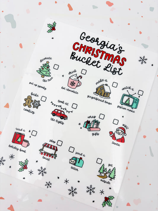 Dry Erase Christmas Bucket List