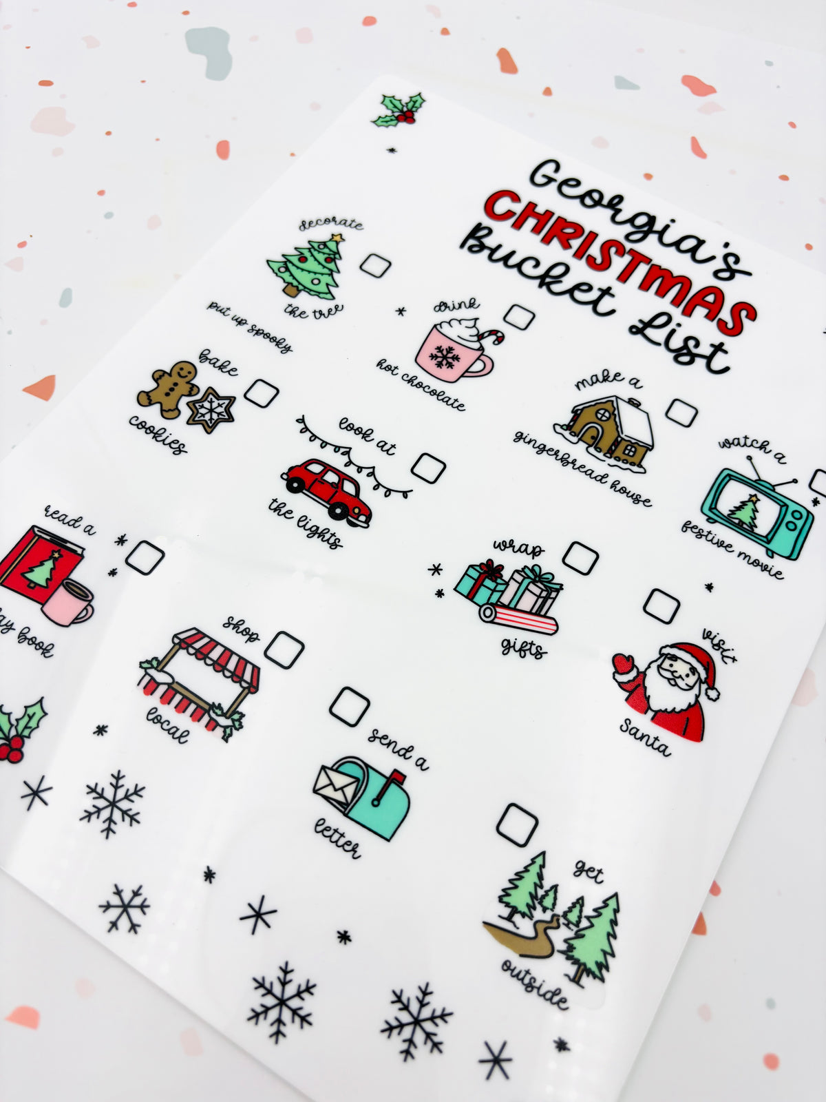 Dry Erase Christmas Bucket List