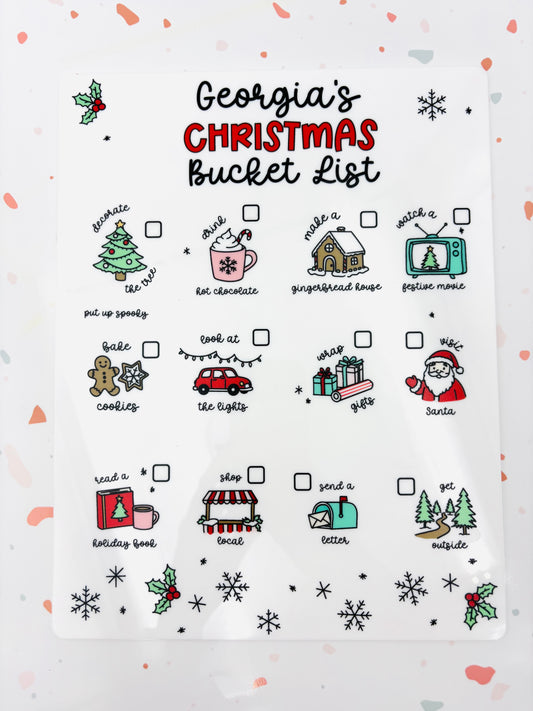 Dry Erase Christmas Bucket List