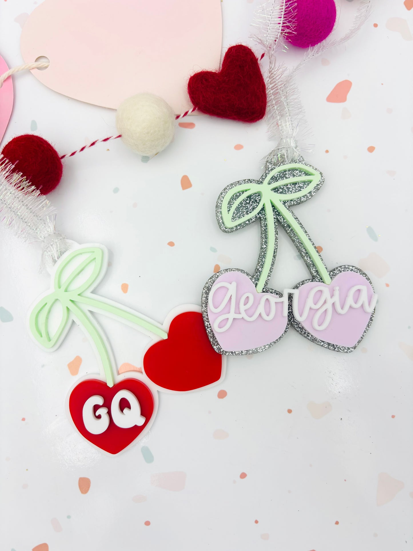 Cherries Valentines basket tag