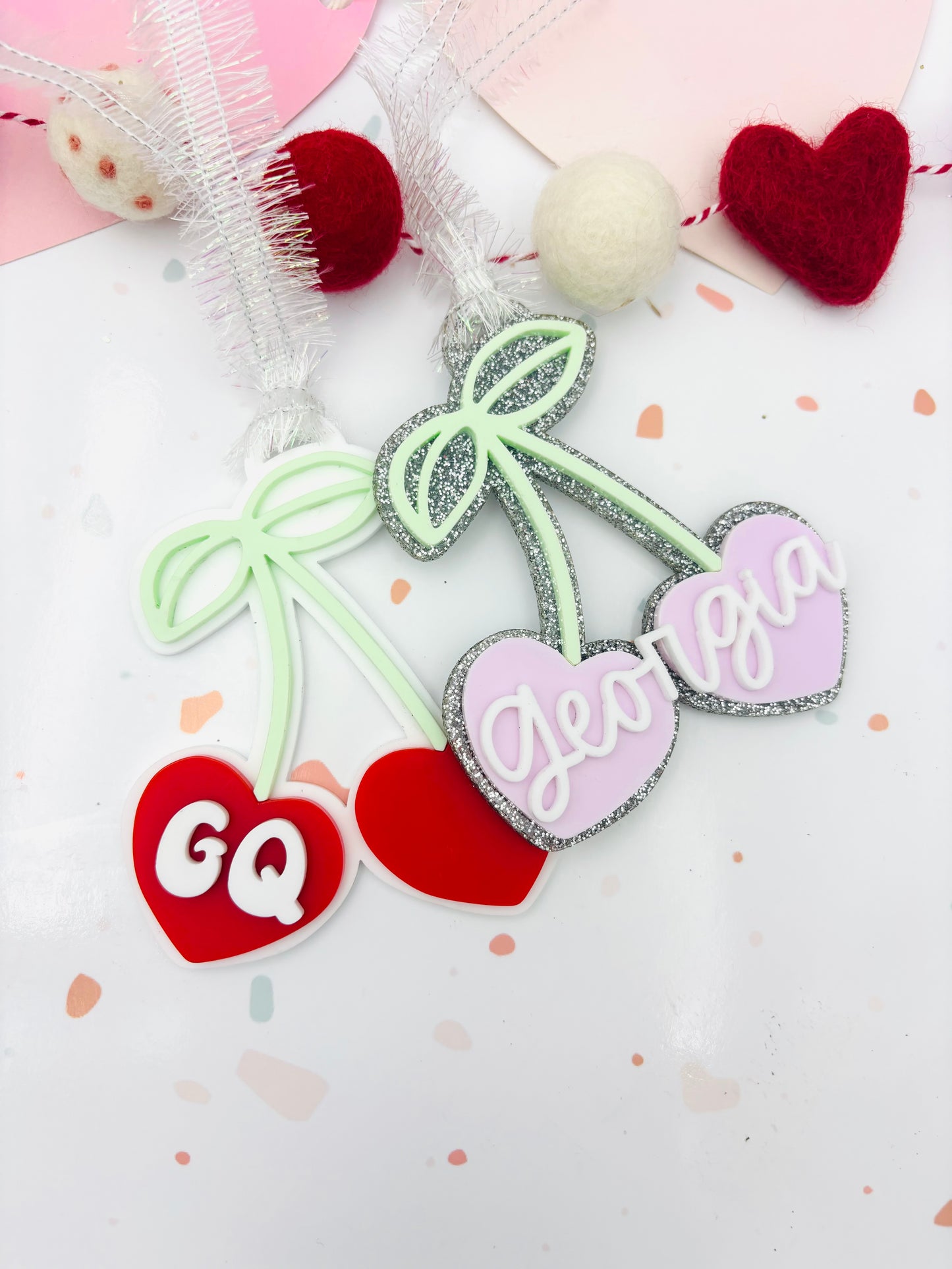 Cherries Valentines basket tag