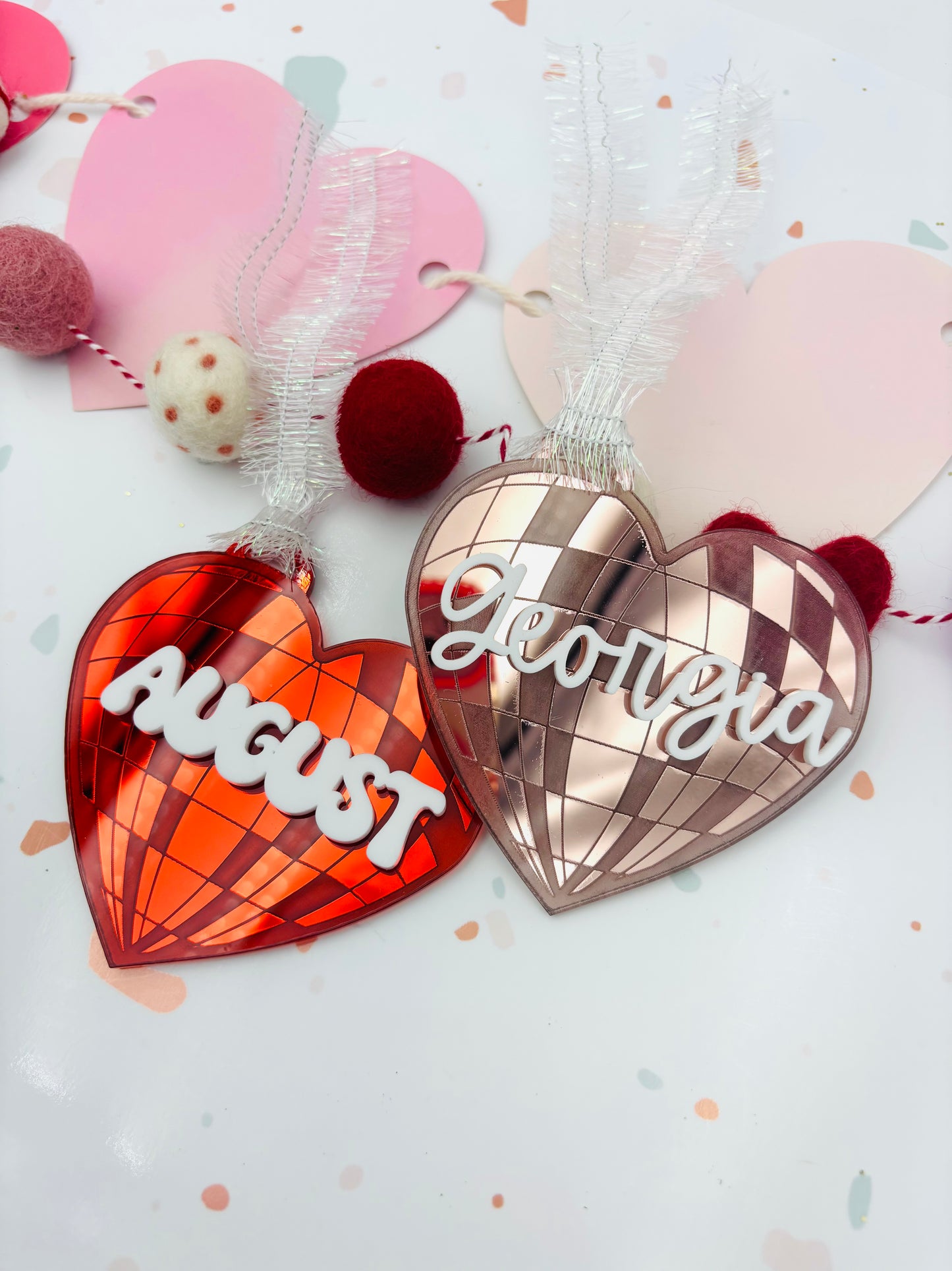 Disco Heart Valentines basket tag