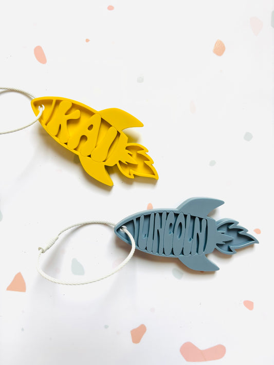 Rocket Ship Bag Tag