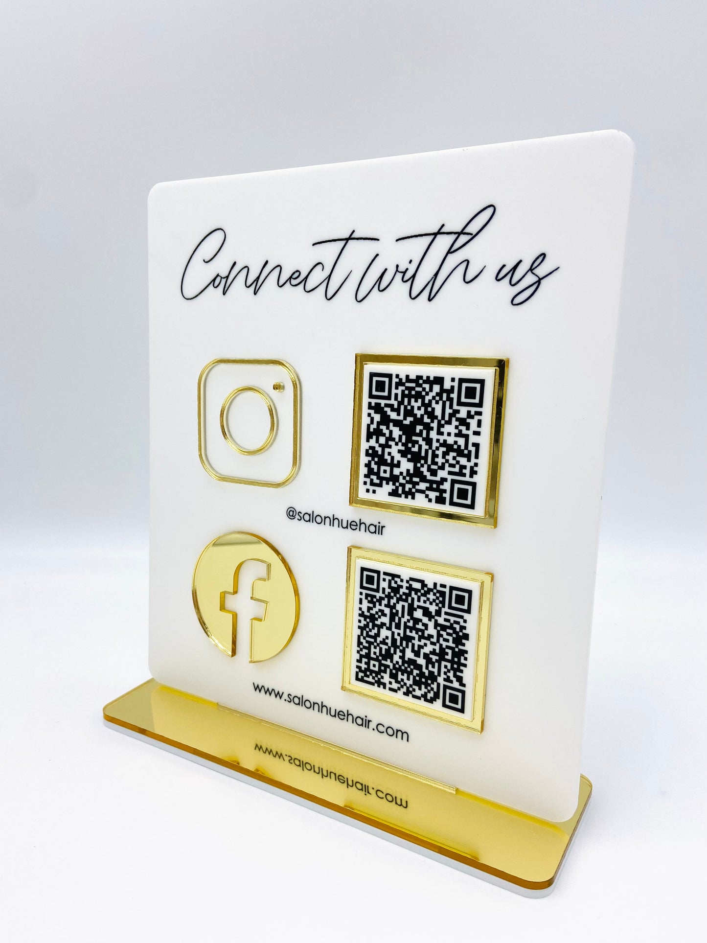 "Connect with us" - Social media QR code sign - Acrylic