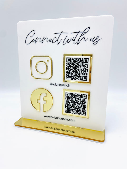 "Connect with us" - Social media QR code sign - Acrylic