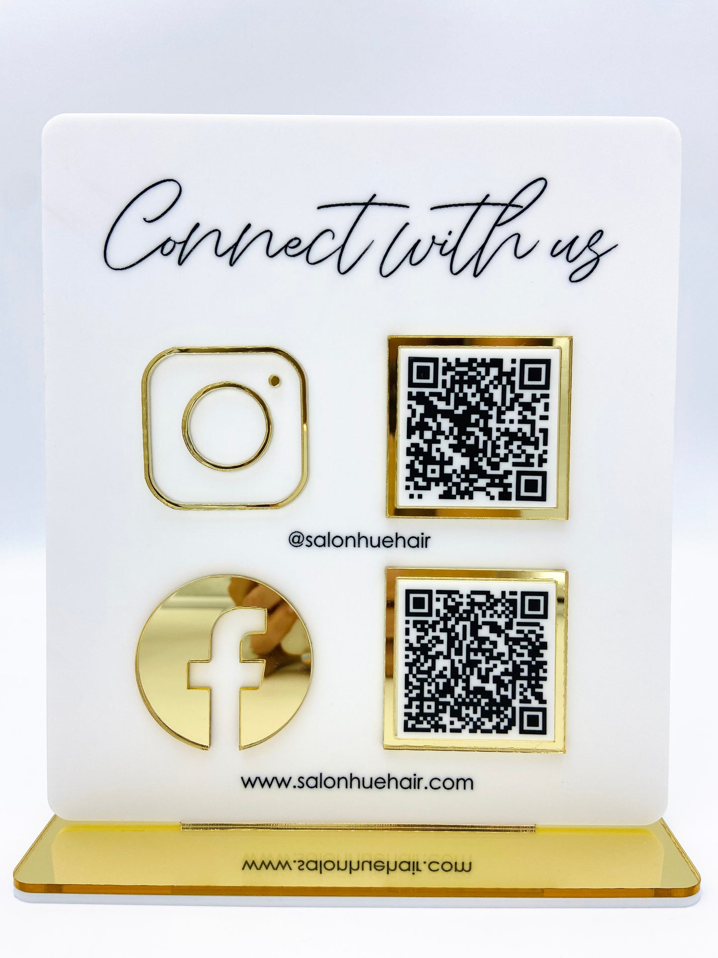 "Connect with us" - Social media QR code sign - Acrylic