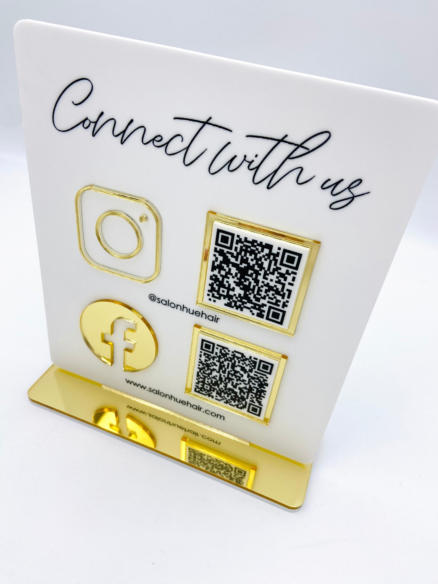 "Connect with us" - Social media QR code sign - Acrylic